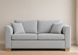 Rowan Sofa Bed in Flat Weave Silver with Natural Feet
