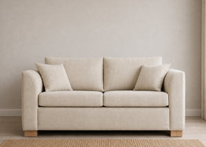 Rowan Sofa Bed in Flat Weave Stone with Natural Feet