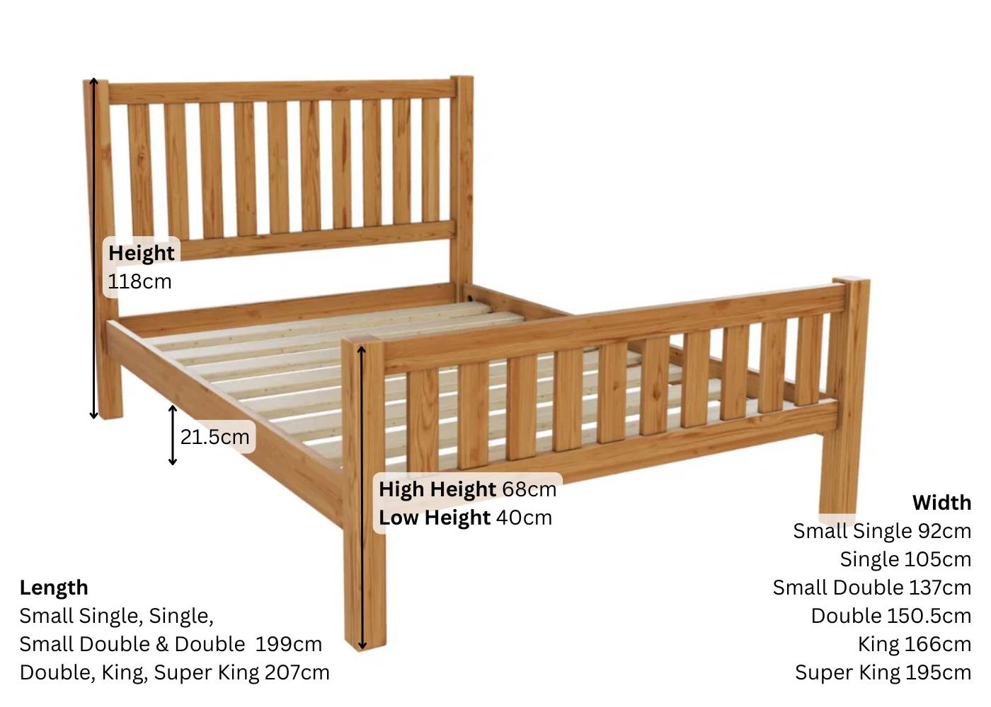 Sandringham Shaker Pine Dimensions