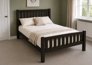 Sandringham Double Wooden Bed in Shaker Style Design | Black Ash Finish | High End
