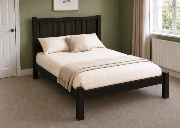 Sandringham Double Wooden Bed in Shaker Style Design | Black Ash Finish | Low End