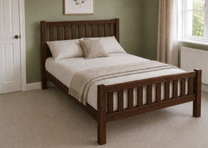 Sandringham Double Wooden Bed in Shaker Style Design | Chocolate Finish | High End