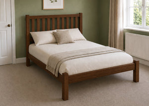 Sandringham Double Wooden Bed in Shaker Style Design | Chocolate Finish | Low End