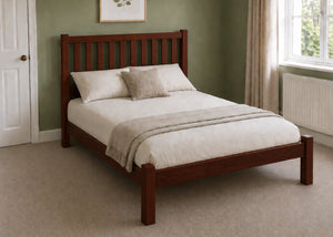 Sandringham Double Wooden Bed in Shaker Style Design | Mahogany Finish | Low End