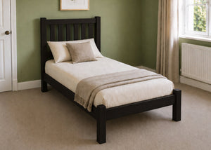 Sandringham Single Wooden Bed in Shaker Style Design | Black Ash Finish | Low End