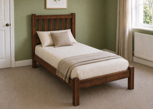 Sandringham Single Wooden Bed in Shaker Style Design | Chocolate Finish | Low End
