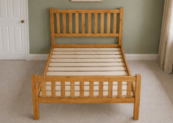 Sandringham Double Wooden Bed with Solid Wooden Slats