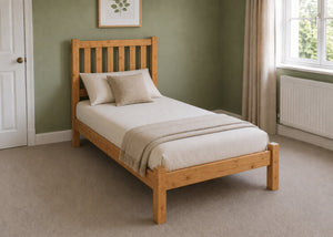 Sandringham Single Wooden Bed in Shaker Style Design | Oak Finish | Low End