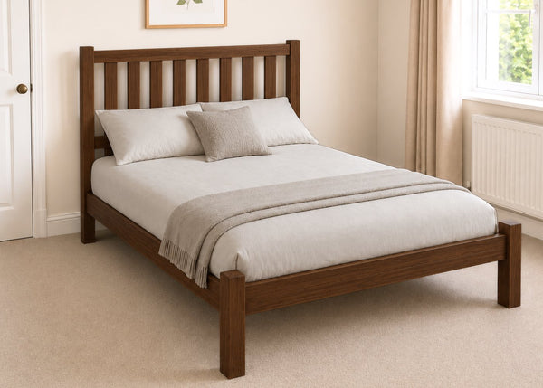 Sandringham Shaker Solid Oak Bed in Chocolate Finish