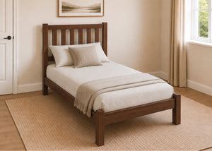 Sandringham Shaker Solid Oak Bed in Chocolate Finish