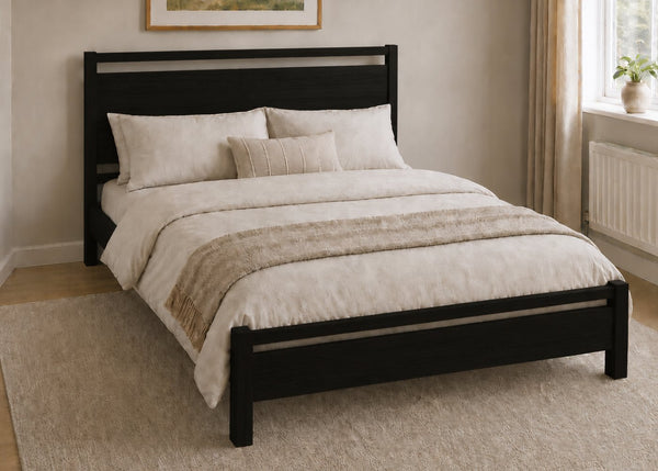 Sedgeford King Size Wooden Bed Finished in Black Ash