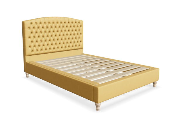 Seville Fabric Bed, Finished in Flat Weave Ochre Yellow