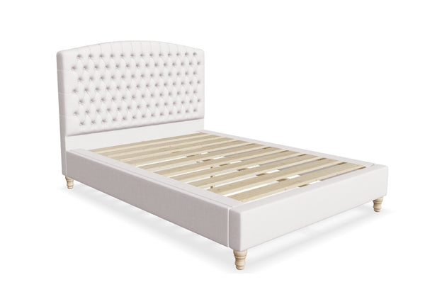 Seville Fabric Bed, Finished in Flat Weave Putty Cream