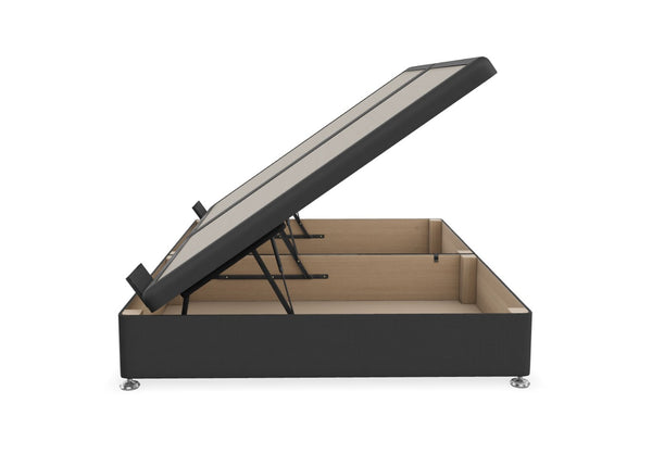 Side Lift Ottoman Bed Finished in Faux Linen Charcoal Fabric