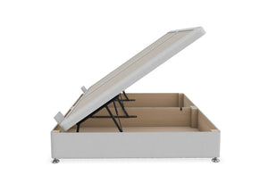 Side Lift Ottoman Bed Finished in Faux Linen Light Grey Fabric