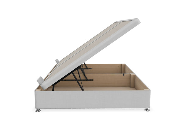 Side Lift Ottoman Bed Finished in Faux Linen Light Grey Fabric