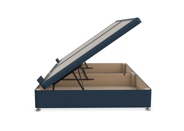 Side Lift Ottoman Bed Finished in Faux Linen Navy Fabric
