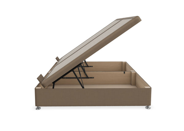 Side Lift Ottoman Bed Finished in Faux Linen Slate Grey Fabric