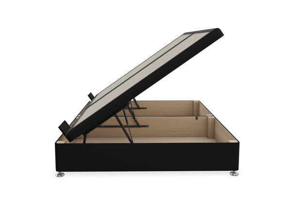 Side Lift Ottoman in Linen Black, Open