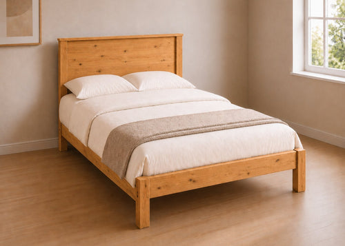 Stavern Double Wooden Bed Finished in Antique | Low End