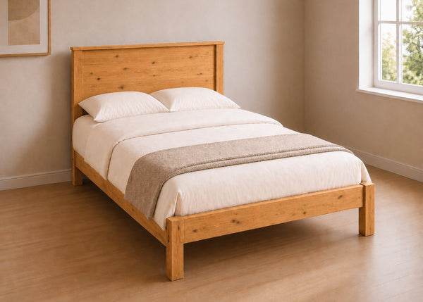 Stavern Double Wooden Bed Finished in Antique | Low End