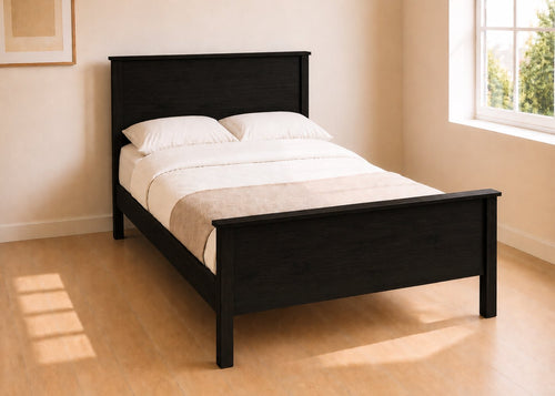 Stavern Double Wooden Bed Finished in Black Ash | High End