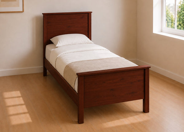 Stavern Single Wooden Bed Finished in Mahogany | High End