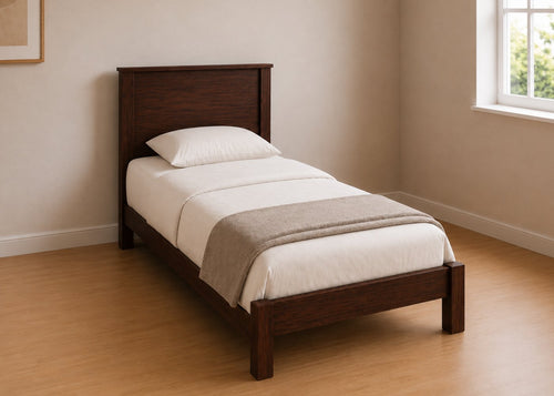 Stavern Single Wooden Bed Finished in Chocolate | Low End