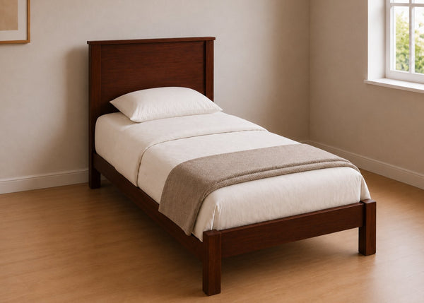 Stavern Single Wooden Bed Finished in Mahogany | Low End