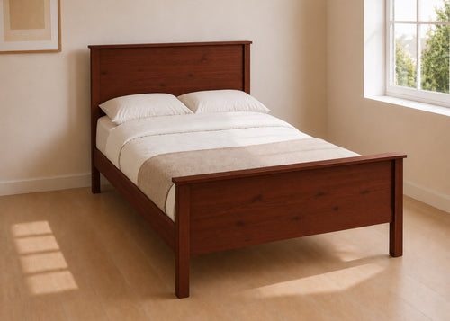 Stavern Double Wooden Bed Finished in Mahogany | High End