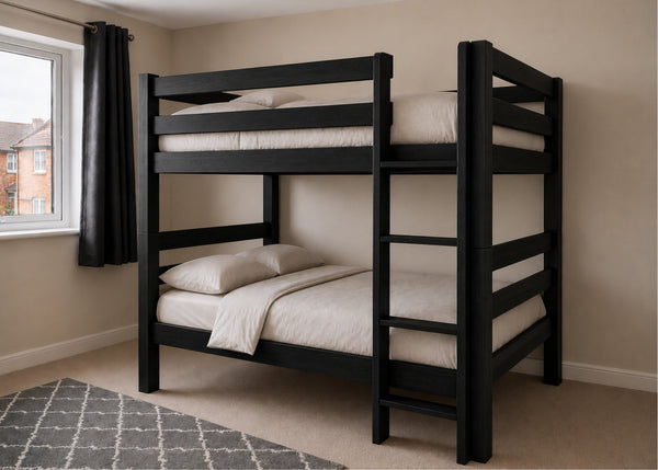 Suffolk Quadruple Bunk in Black Ash Finish (Right Side Ladder)