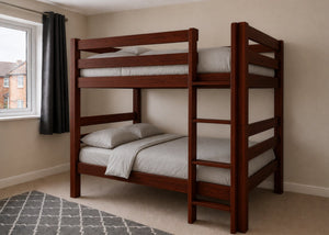 Suffolk Quadruple Bunk in Mahogany Finish (Right Side Ladder)