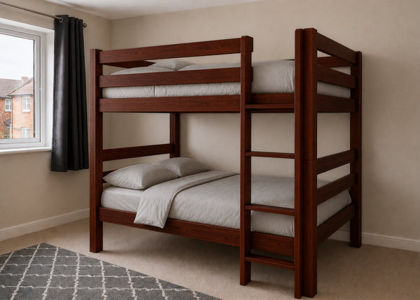 Suffolk Quadruple Bunk in Mahogany Finish (Right Side Ladder)