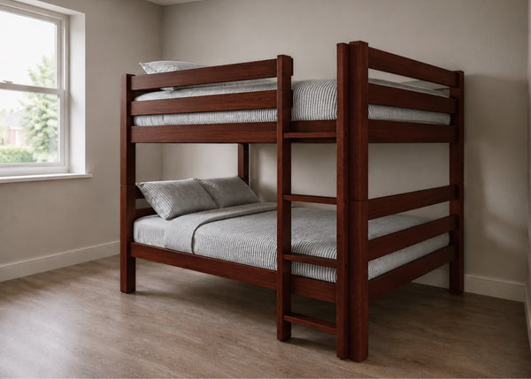 Suffolk Quadruple Bunk in Mahogany Finish (Right Side Ladder)