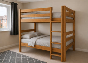 Suffolk Quadruple Bunk in Oak Finish (Right Side Ladder)