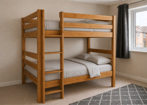 Suffolk Quadruple Bunk in Oak Finish (Left Side Ladder)