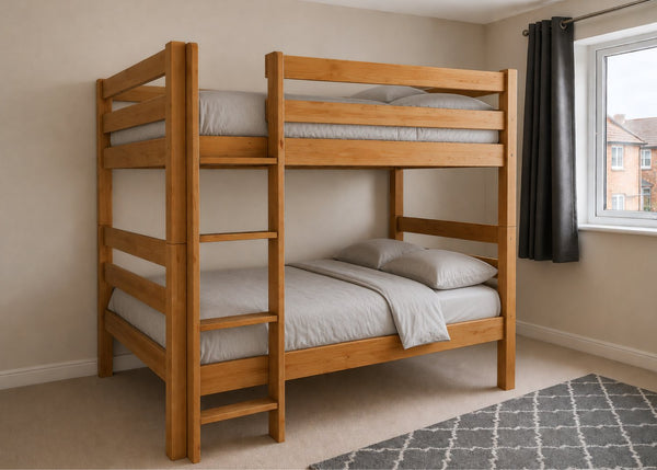 Suffolk Quadruple Bunk in Oak Finish (Left Side Ladder)