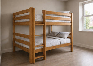 Suffolk Quadruple Bunk in Oak Finish (Left Side Ladder)