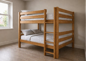 Suffolk Quadruple Bunk in Oak Finish (Right Side Ladder)