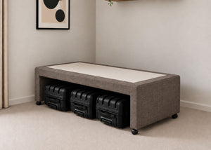 Suitcase Storage Divan in Single Size, Slate Grey Finish
