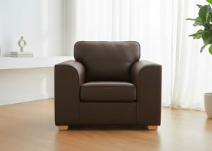 Titan Chair Finished in chocolate brown vinyl with light wood feet