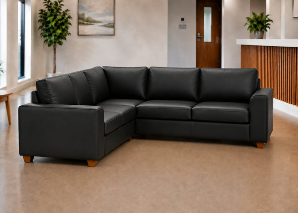 Titan 2+2 Corner Sofa Finished in Black Vinyl