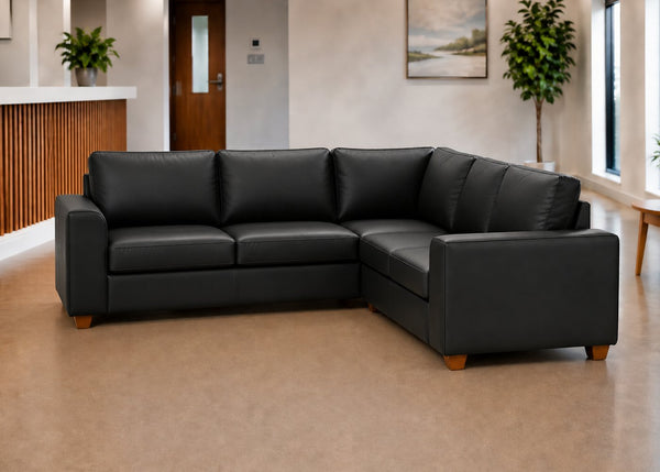 Titan 2+2 Corner Sofa Finished in Black Vinyl