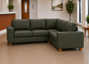 Titan 2+2 Challenging Behaviour Corner Sofa Finished in Aston Bottle Green Vinyl