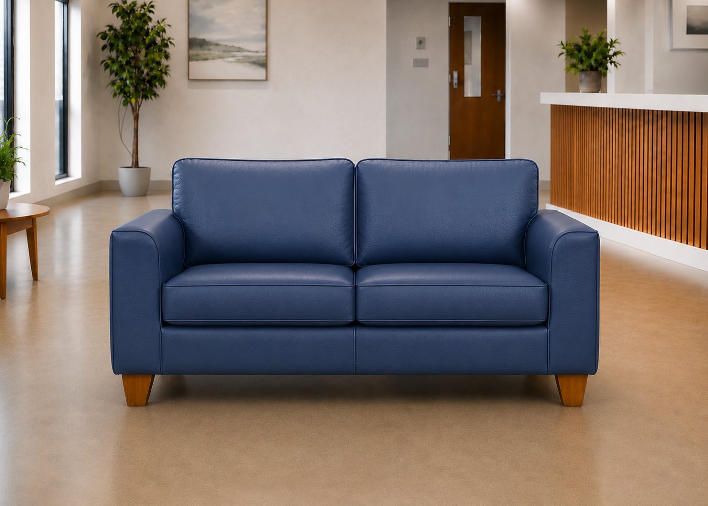 Titan 3 Seater Sofa Finished in Blue Vinyl