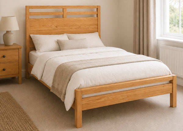 Trelleborg Double Wooden Bed Finished in Antique