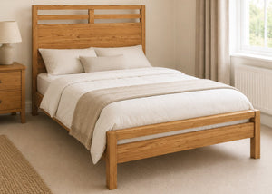 Trelleborg Double Wooden Bed Finished in Oak