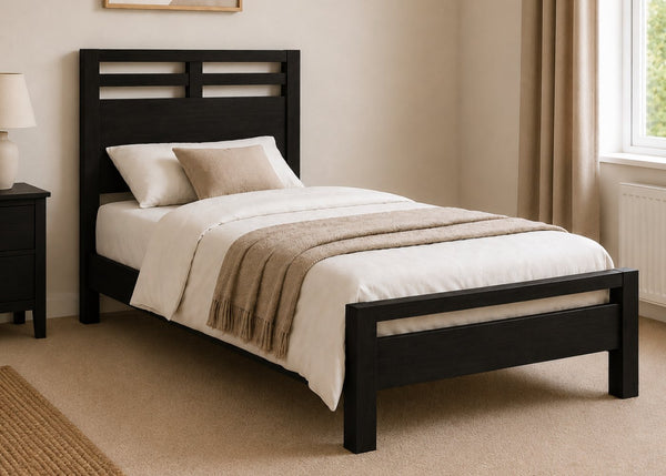 Trelleborg Single Wooden Bed Finished in Black Ash