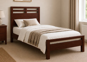Trelleborg Single Wooden Bed Finished in Mahogany