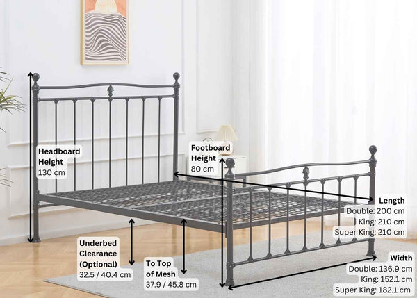 Tunstall Metal Bed Frame Dimensions